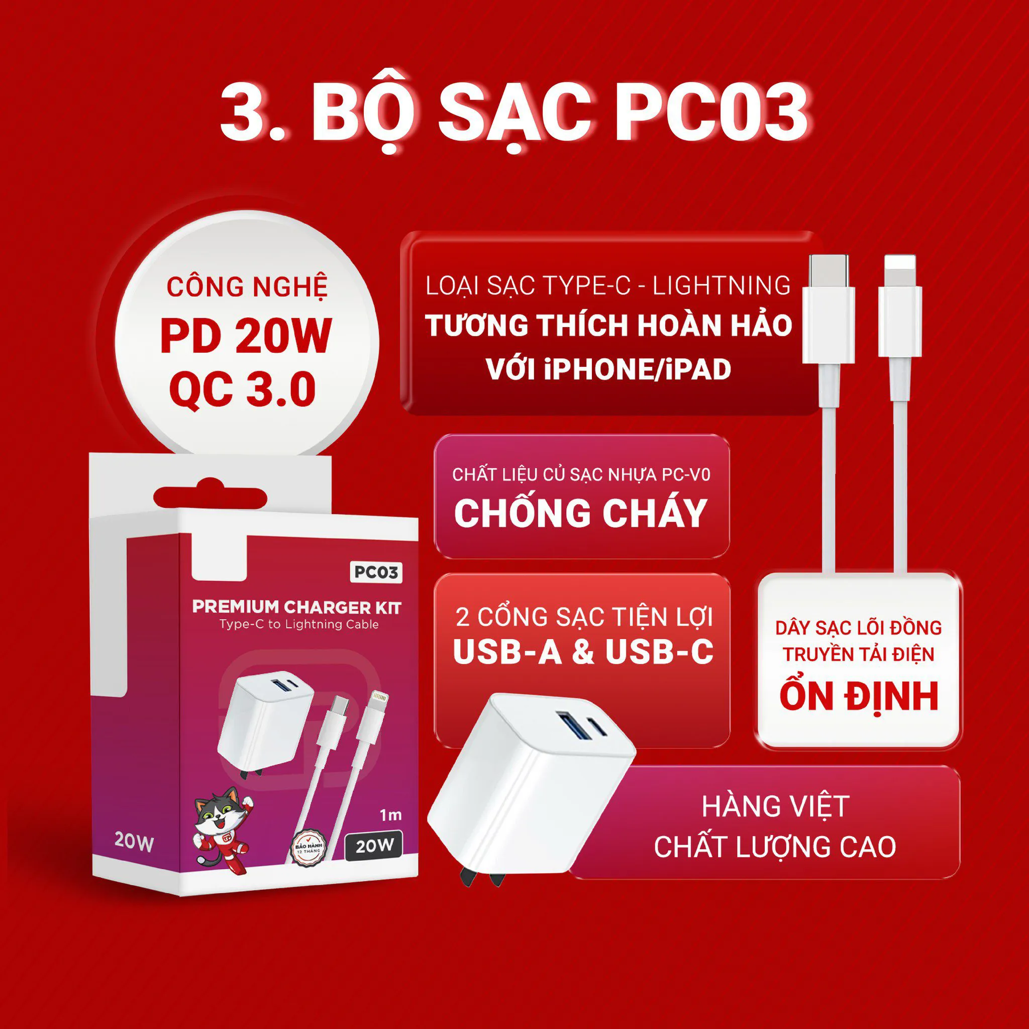 Bộ sạc nhanh Tùng Phong PC03