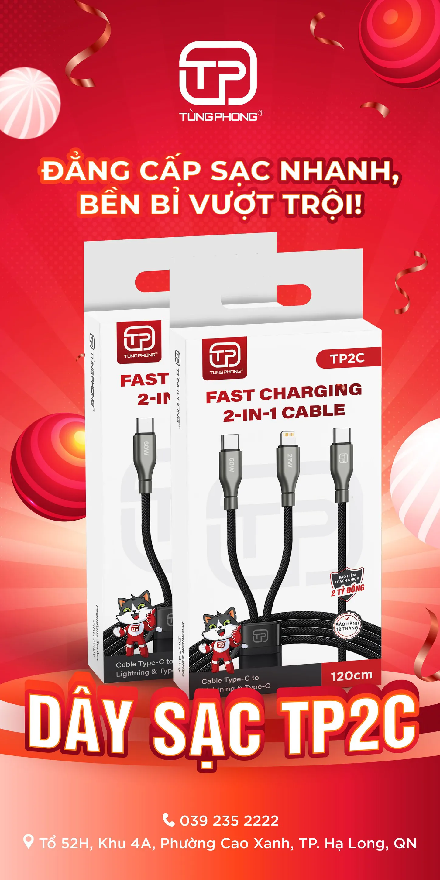Dây Sạc TP2C của Tùng Phong – Đẳng Cấp Sạc Nhanh. Bền Bỉ Vượt Trội!