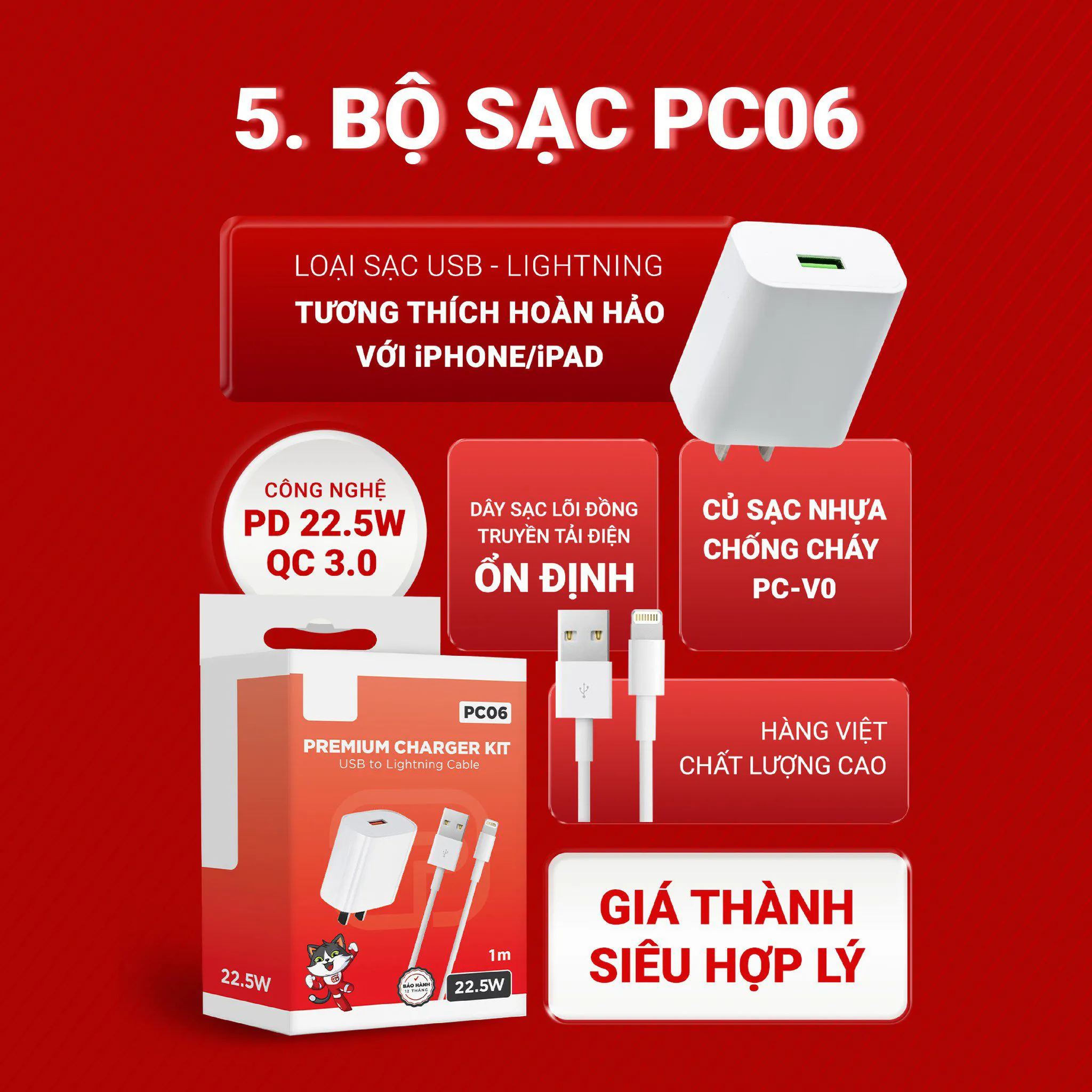 Bộ sạc nhanh Tùng Phong PC06