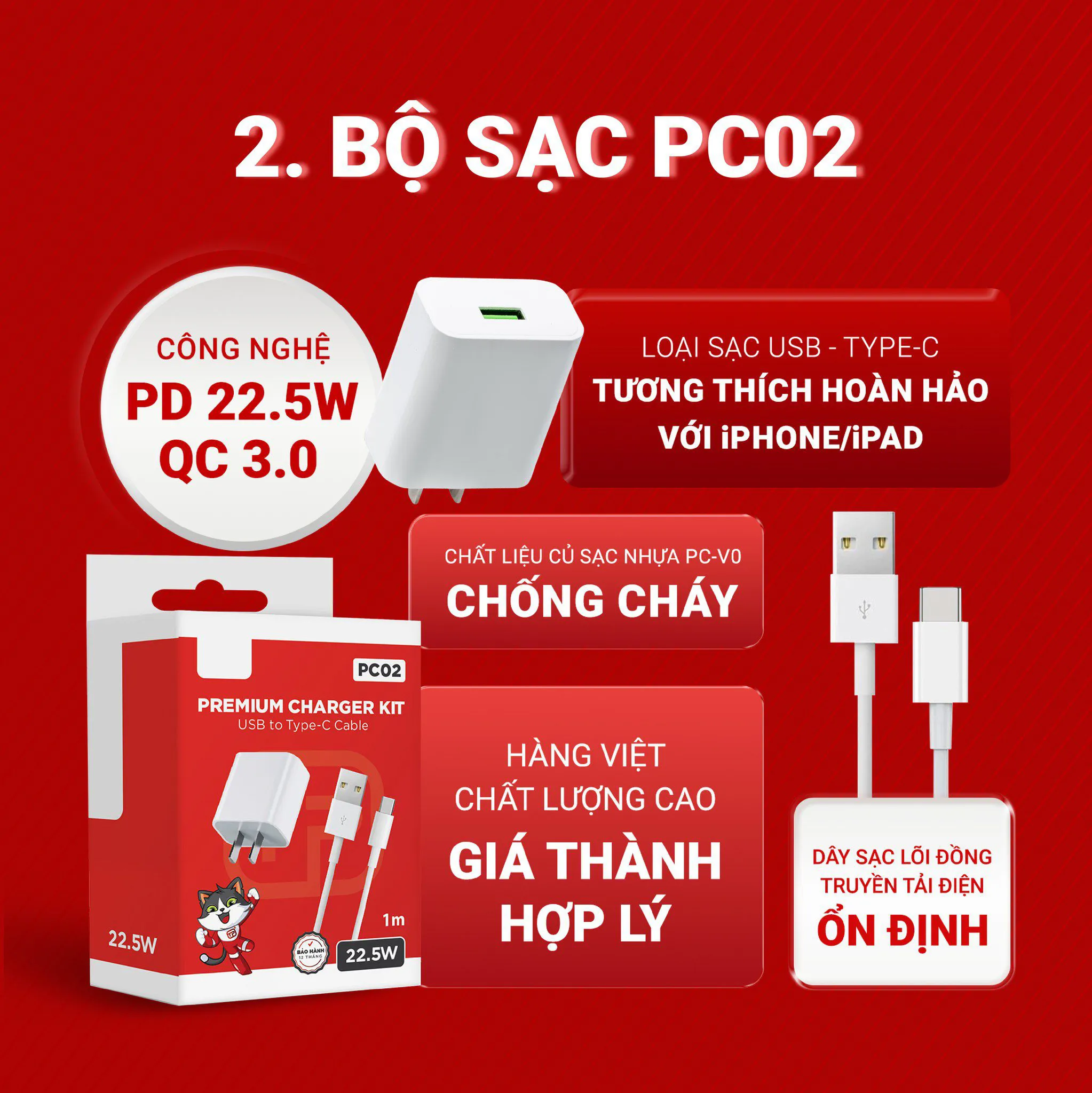 Bộ sạc nhanh Tùng Phong PC02