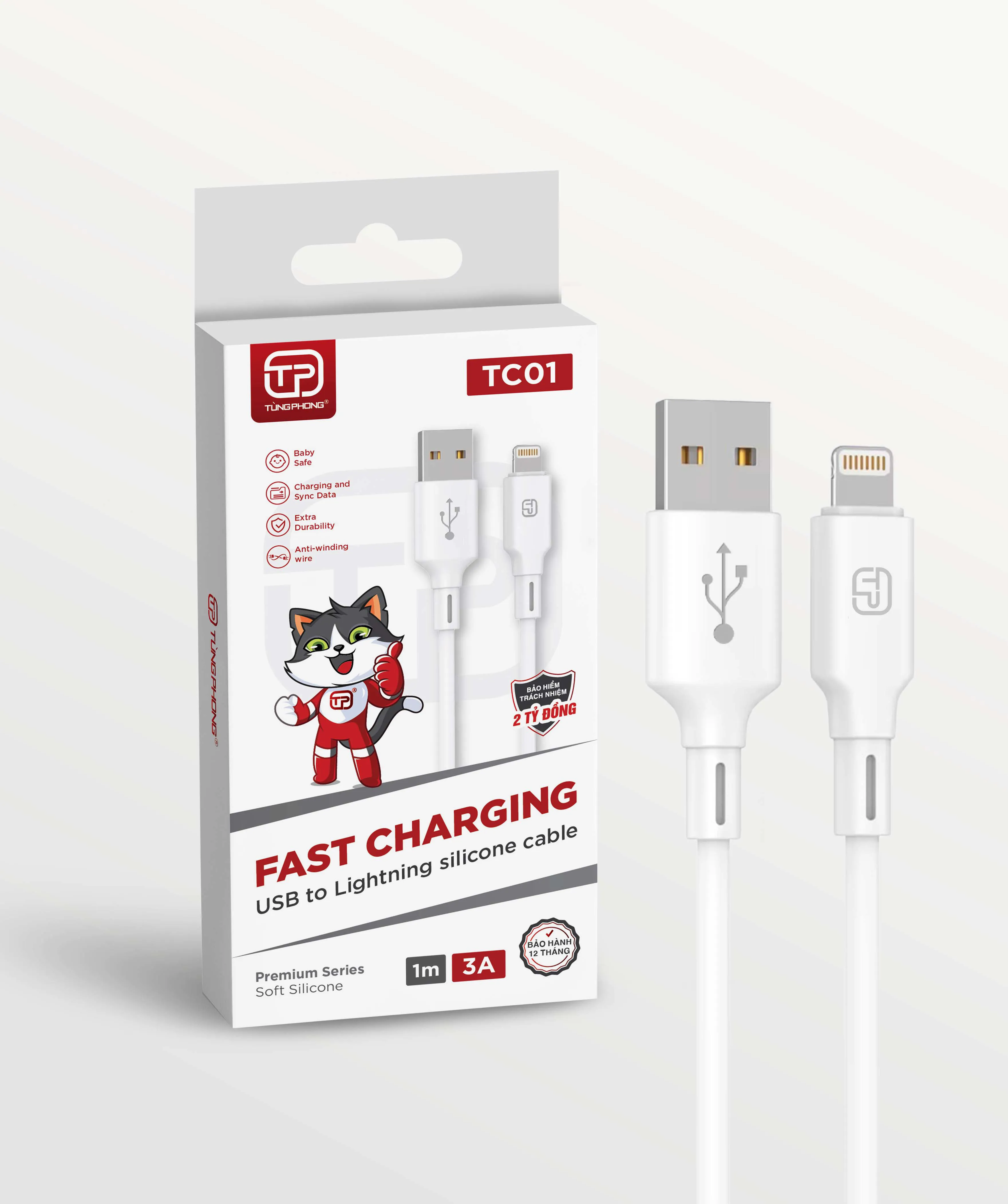 DÂY CÁP SẠC TC01 - CHẤT LIỆU SILICONE CHỐNG CHÁY. CÔNG SUẤT 27W