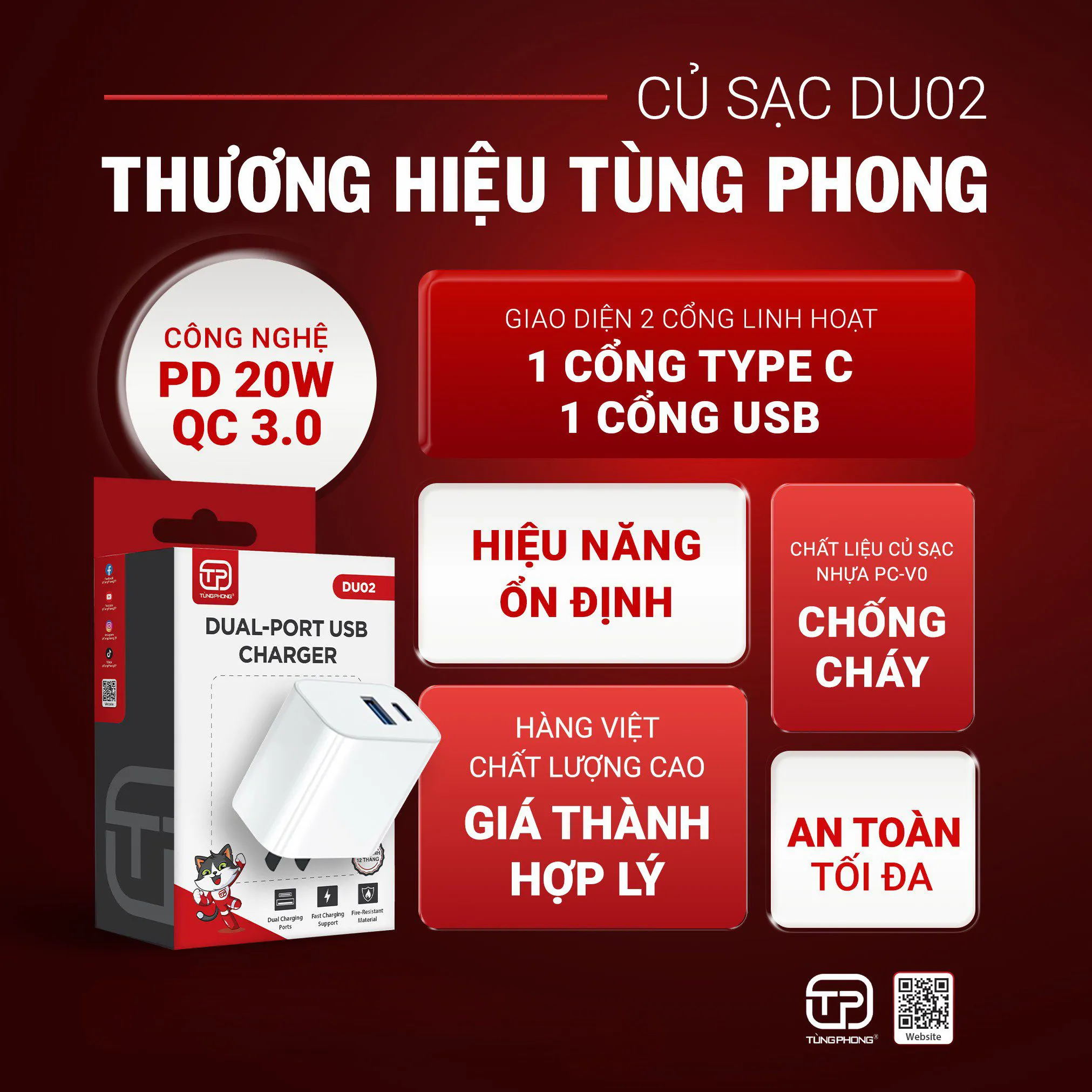 Củ sạc DU02 là giải pháp sạc nhanh hiệu quả