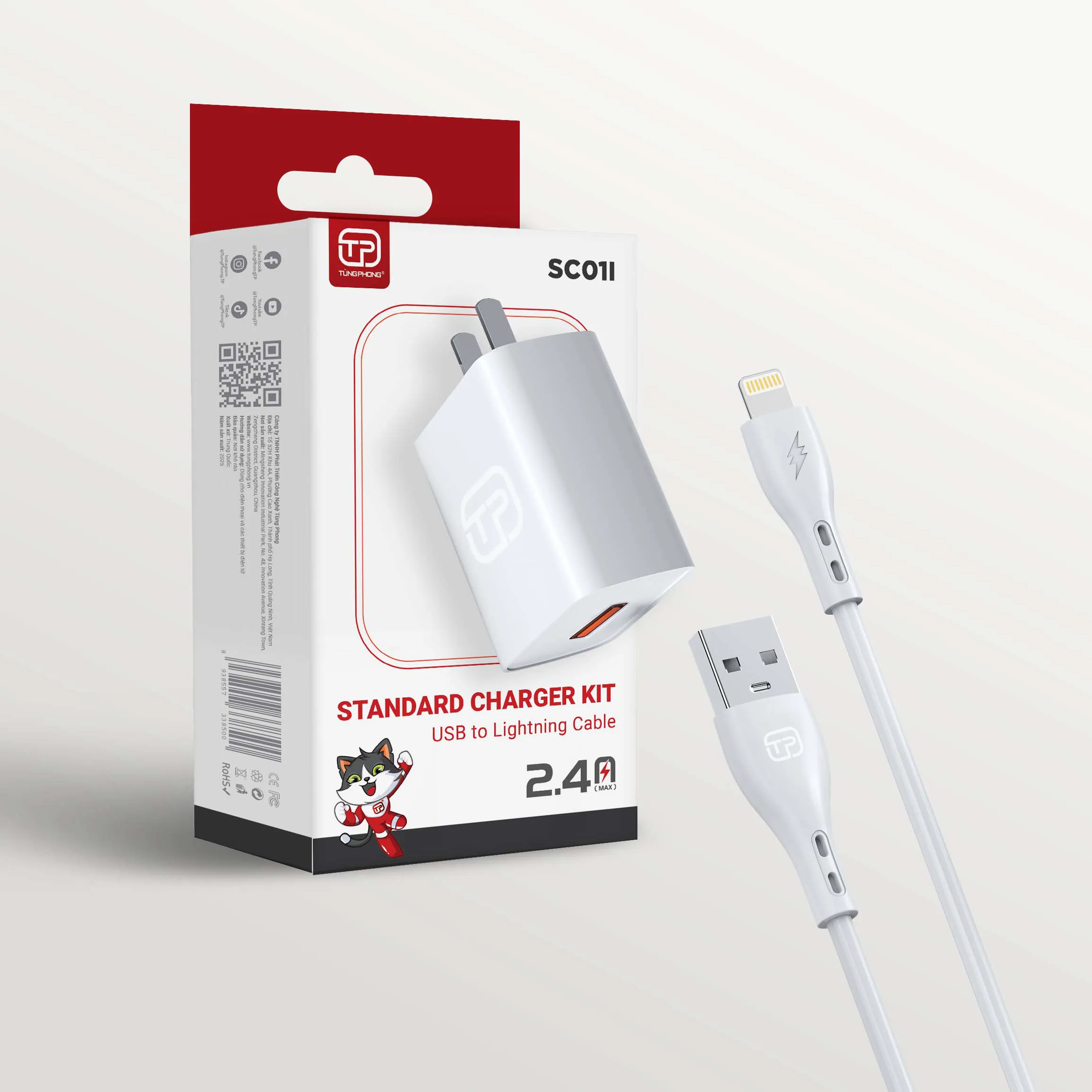 BỘ SẠC SC01i - CỦ SẠC & CÁP SẠC CHUẨN USB – LIGHTNING. ĐỘ DÀI 1M