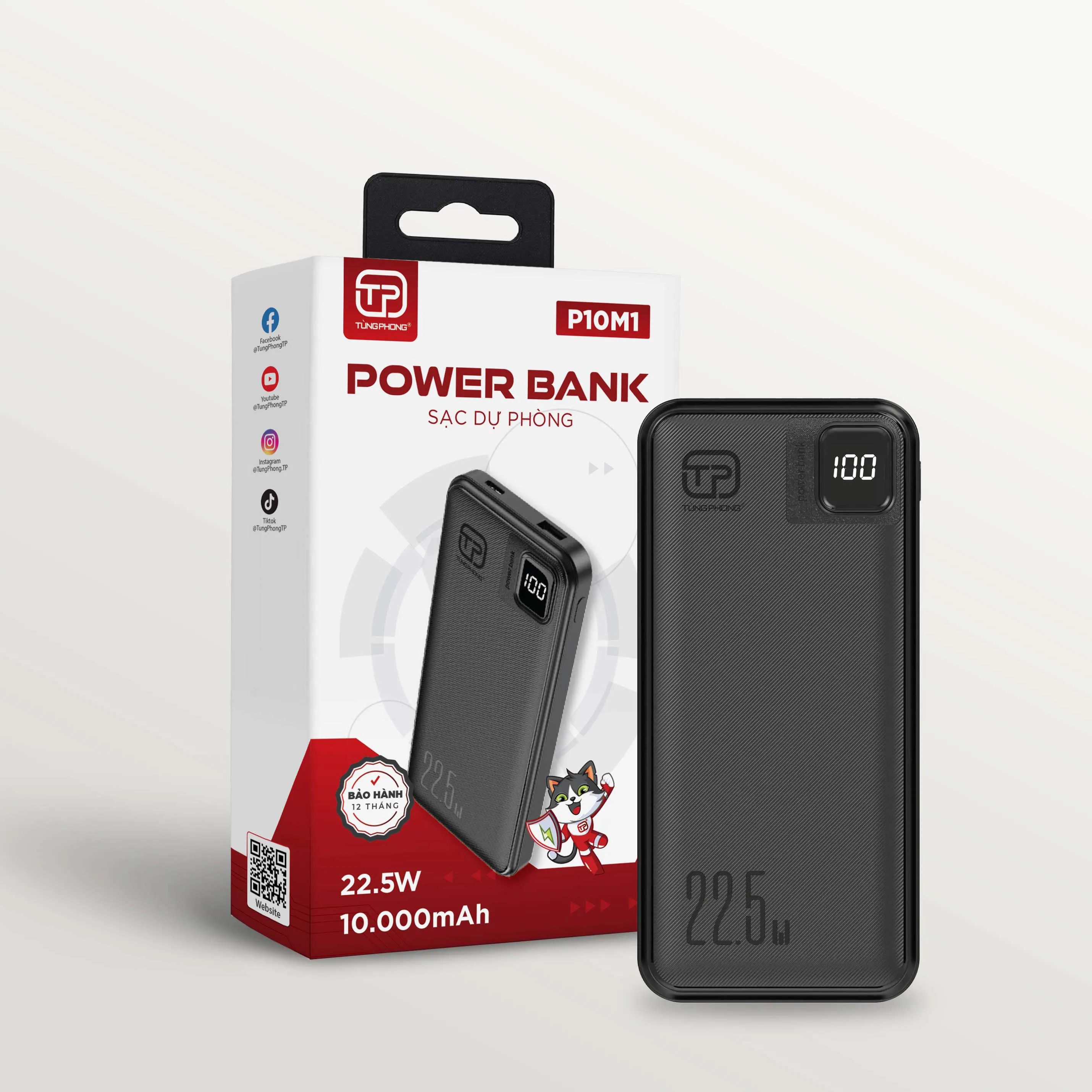 SẠC DỰ PHÒNG P10M1 - DUNG LƯỢNG 10.000MAH. THIẾT KẾ GỌN NHẸ. SẠC NHANH PD