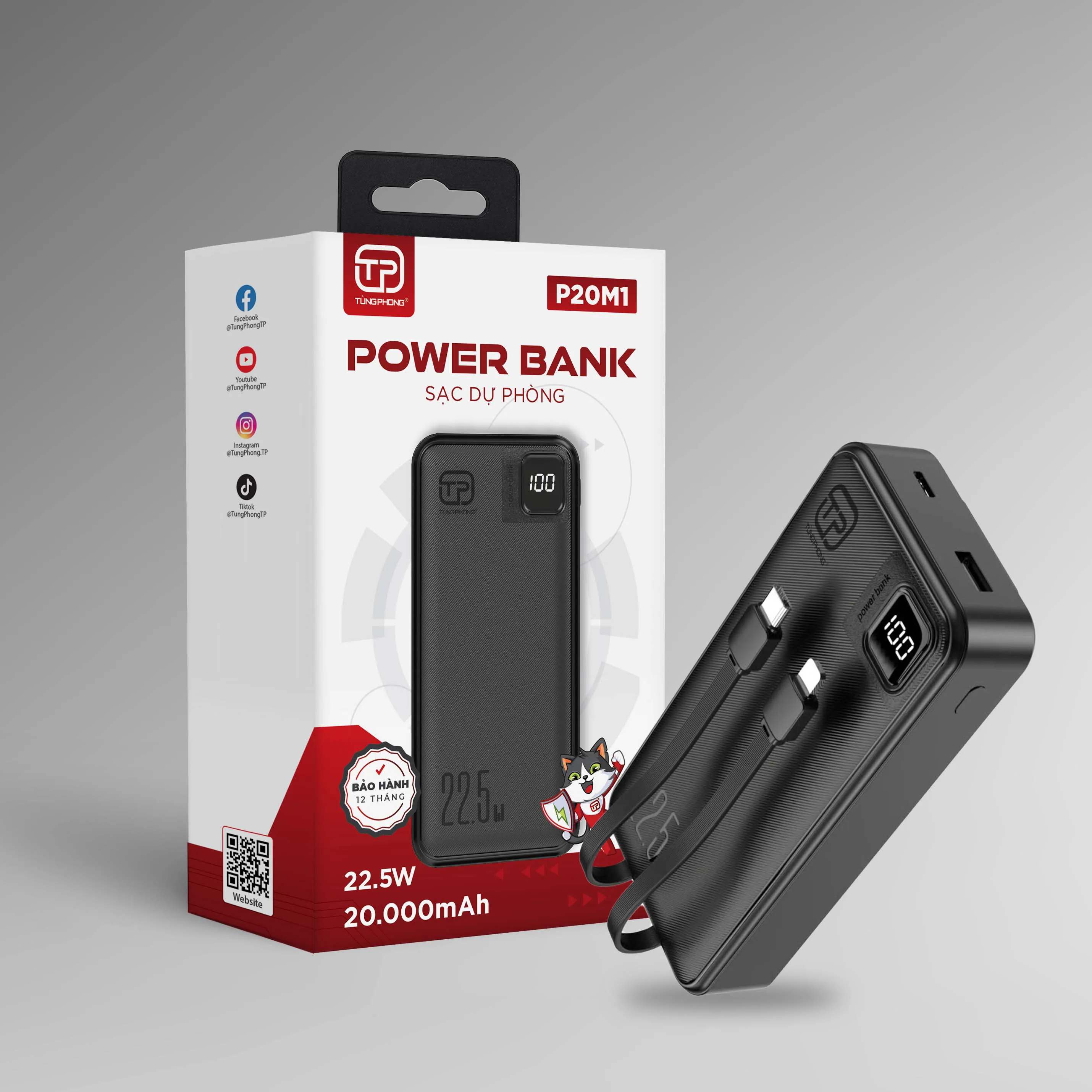 SẠC DỰ PHÒNG P20M1 - DUNG LƯỢNG 20.000MAH. MÀN HÌNH LED