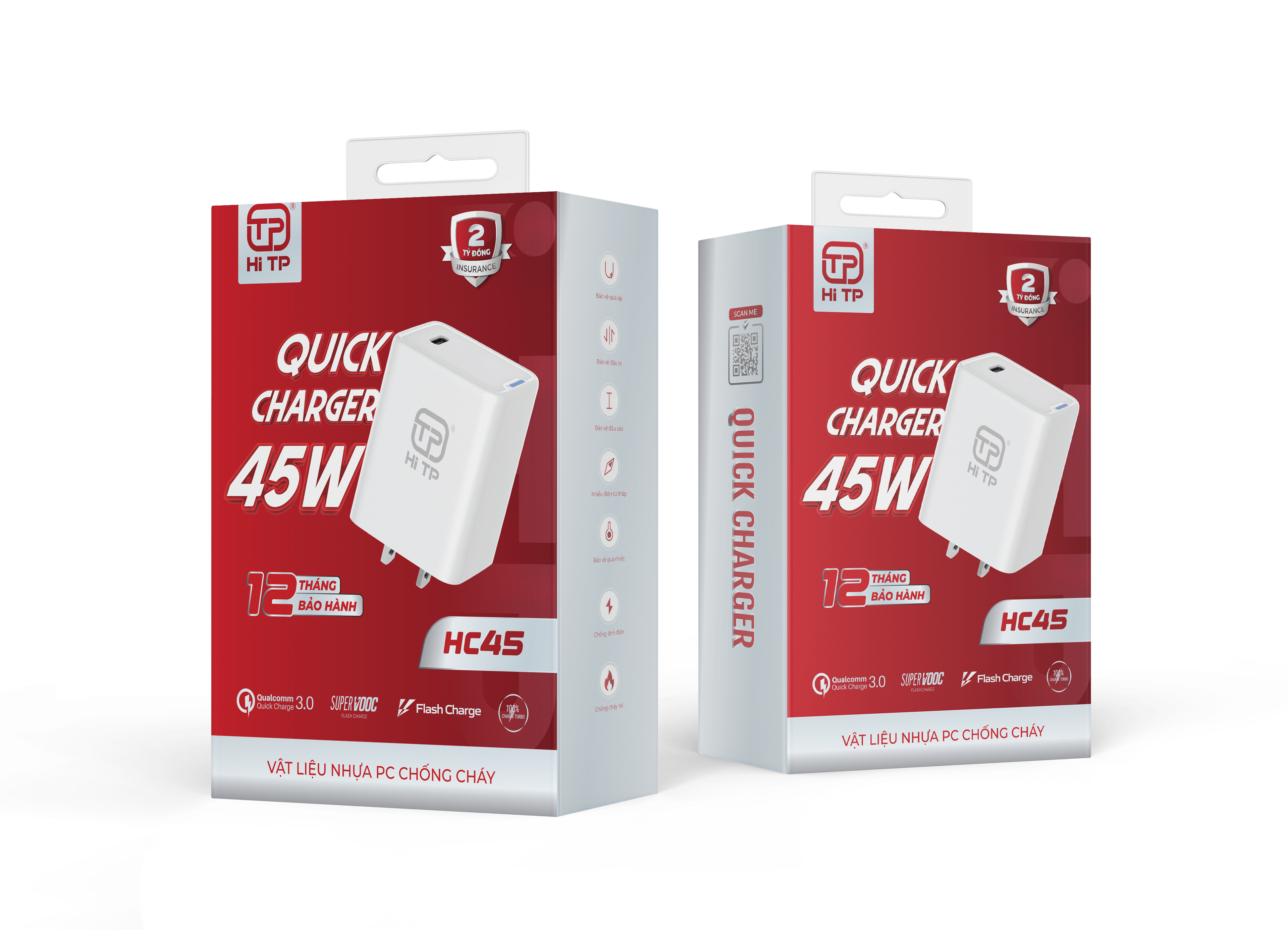 CỦ SẠC HC45 - CÔNG NGHỆ GAN. CÔNG SUẤT 45W. THƯƠNG HIỆU HI TP