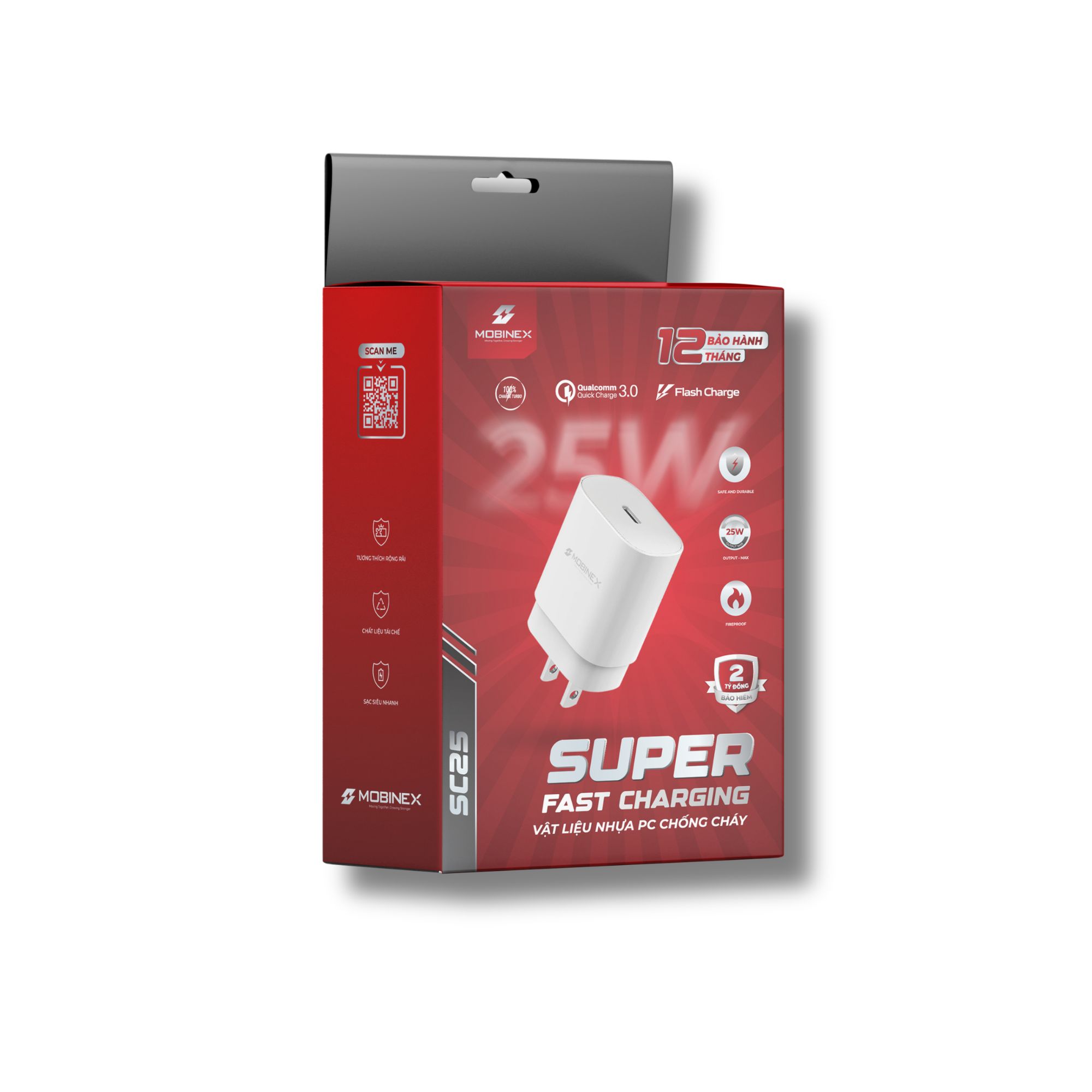 CỦ SẠC SC25 - THƯƠNG HIỆU MOBINEX. SẠC NHANH TYPE C PD 25W