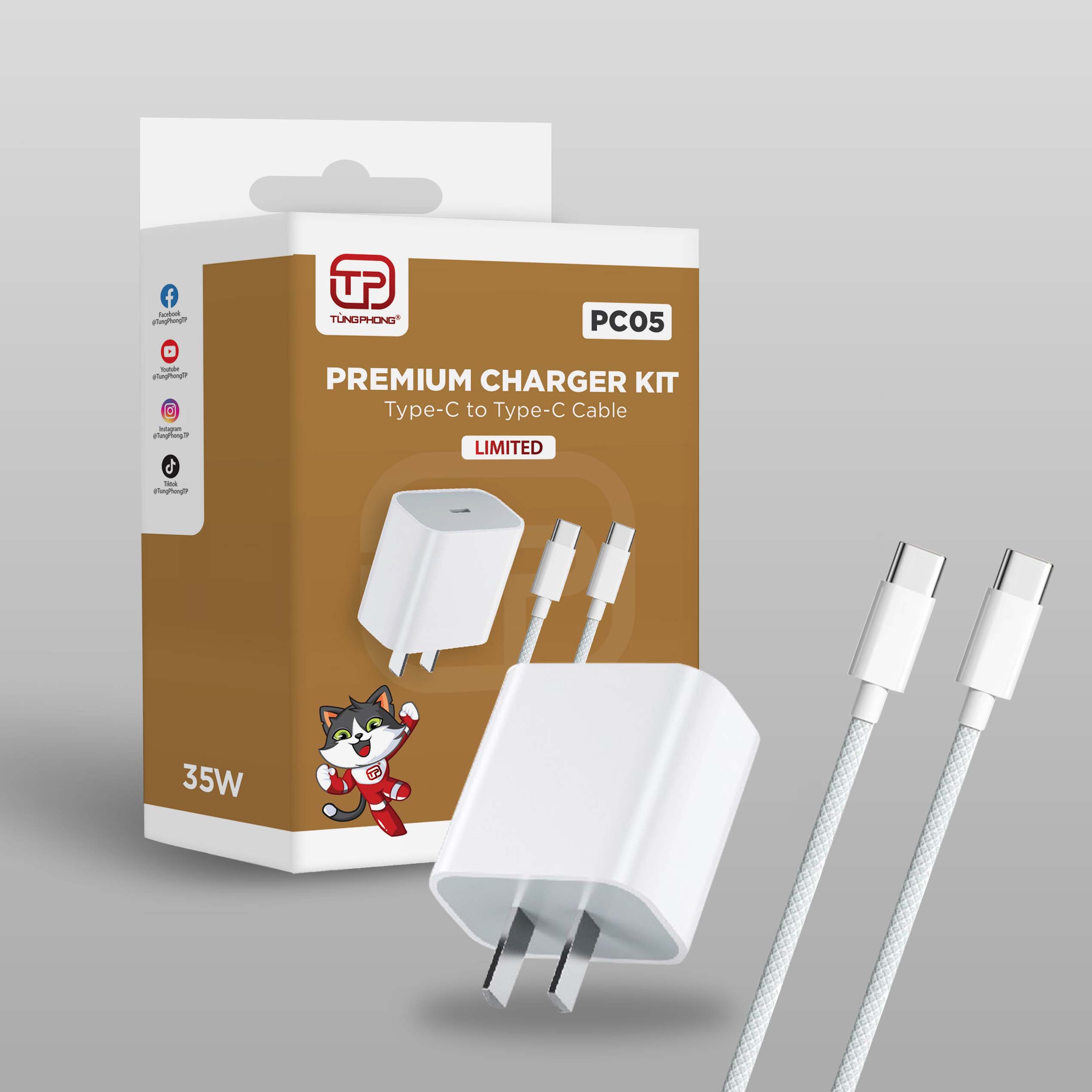 BỘ SẠC NHANH PC05. NHỰA ABS CAO CẤP. HỖ TRỢ PD 35W