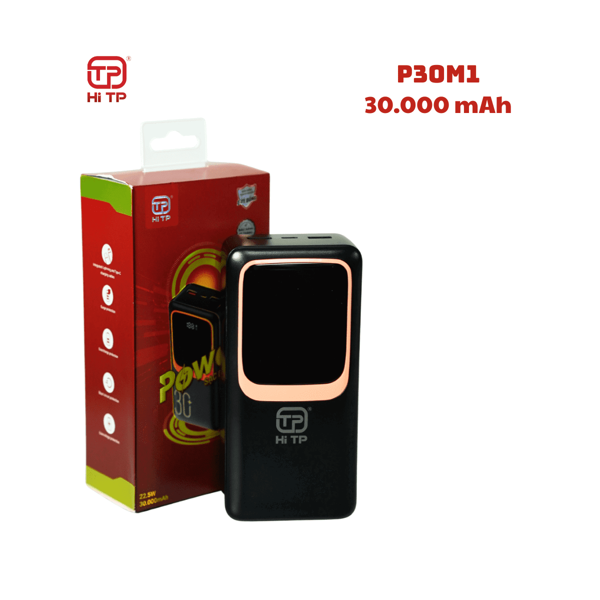 SẠC DỰ PHÒNG P30M1 - DUNG LƯỢNG 30.000MAH. BẢO VỆ QUÁ NHIỆT