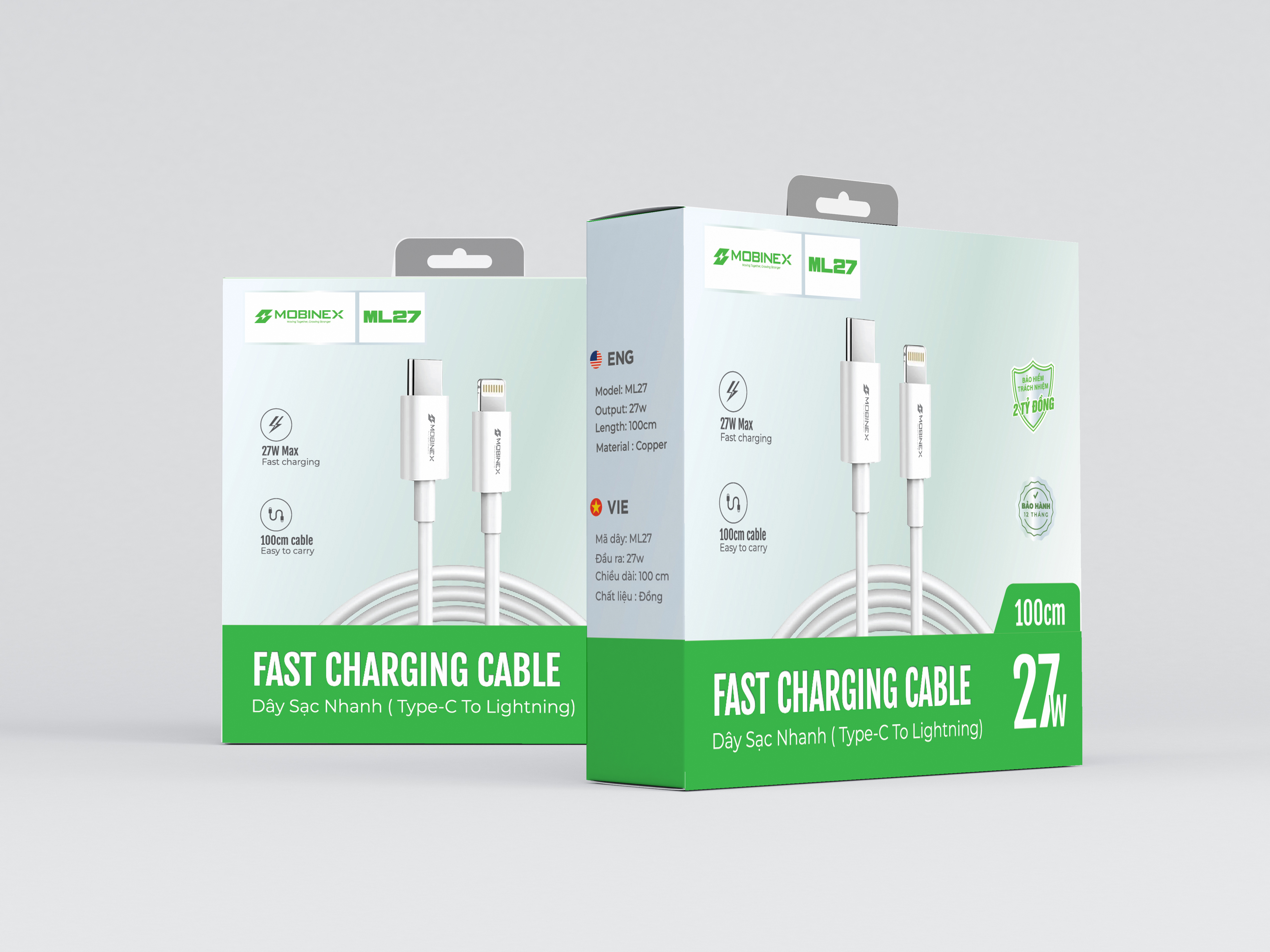 DÂY CÁP SẠC ML27 - SẠC NHANH 27W, TYPE C TO LIGHTNING