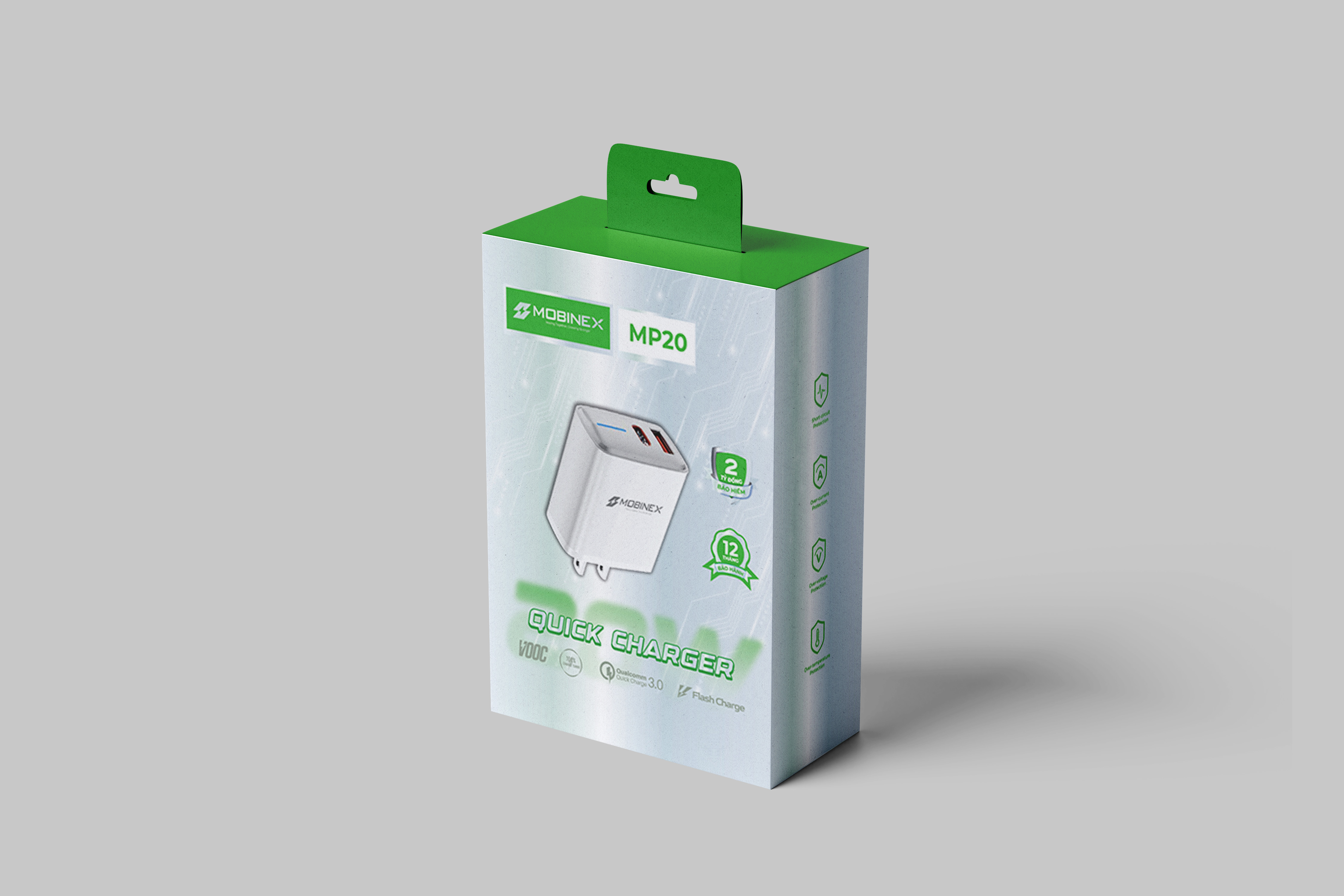 CỦ SẠC MP20 - THƯƠNG HIỆU MOBINEX - CÔNG SUẤT 20W, 2 CỔNG USB-A VÀ TYPE C