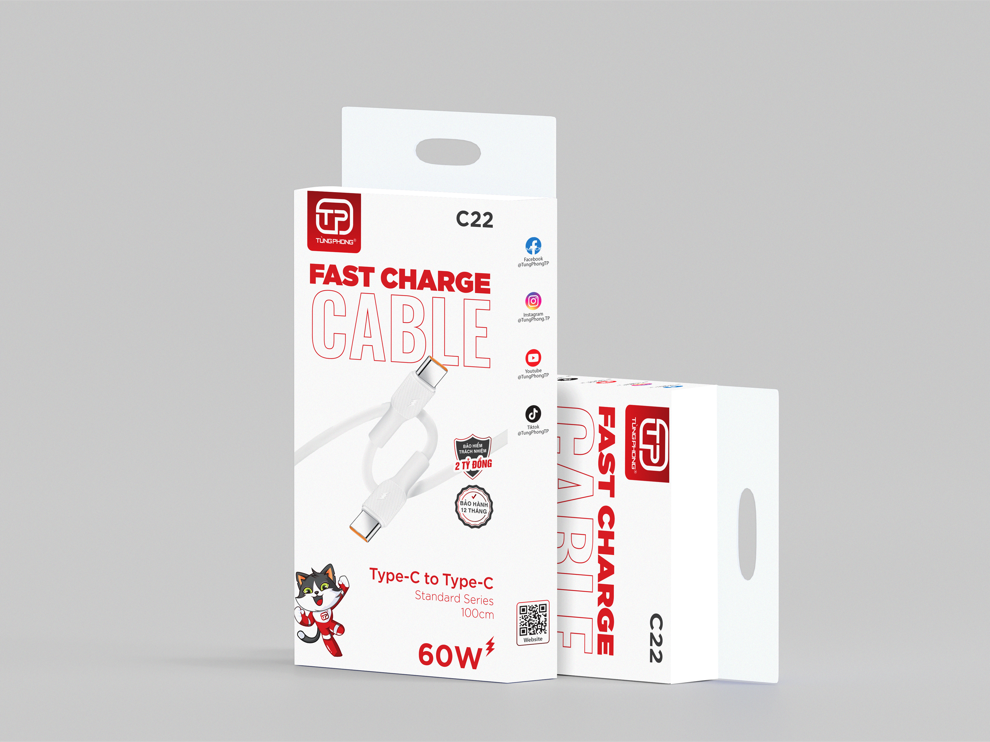 CÁP SẠC C22 - CÔNG SUẤT 60W. DÂY SILICONE CHỐNG RỐI